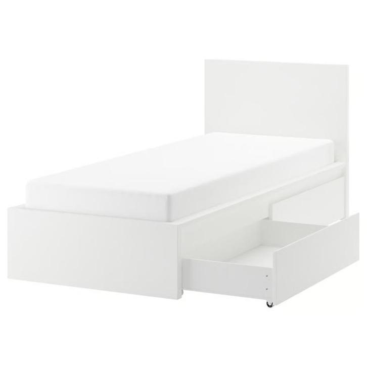IKEA Malm wit eenpersoonsbed 90 x 200 cm met 2 lades, Huis en Inrichting, Slaapkamer | Bedden, Zo goed als nieuw, Eenpersoons