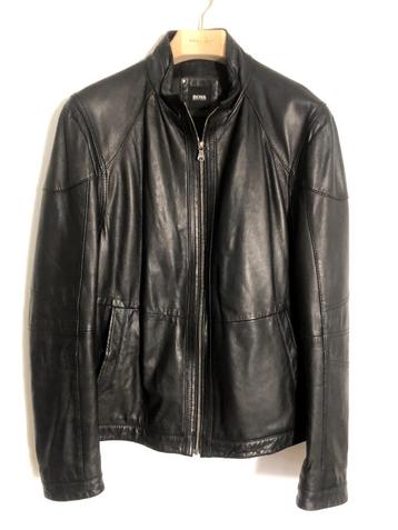 Vintage Hugo Boss Biker jacket zwart lamsleer 56 XL perfect 