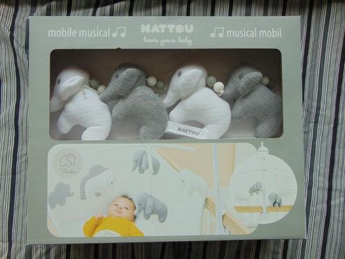 Nattou Olifant Tembo - Muziek Mobiel voor Baby's - Grijs/Wit, Kinderen en Baby's, Overige Kinderen en Baby's, Nieuw, Ophalen of Verzenden