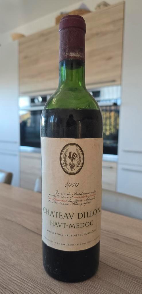 Vin ancien Château Dillon 1970 – Haut-Médoc Bordeaux, Collections, Vins, Comme neuf, Vin rouge, Enlèvement ou Envoi