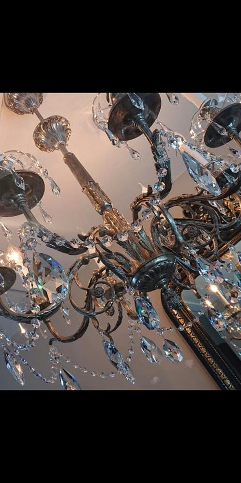 Lustre bohème en métal argenté avec cristaux Swarovski, Maison & Meubles, Lampes | Lustres, Comme neuf, Enlèvement