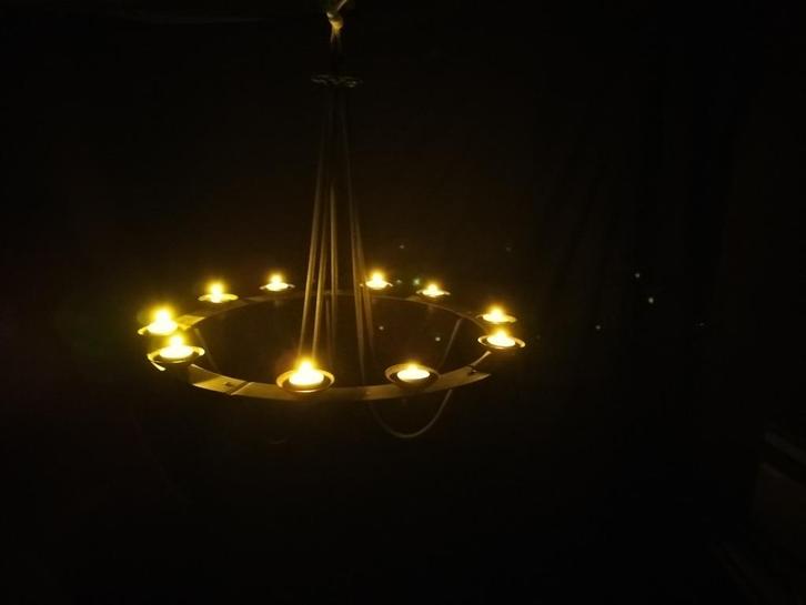 Smeedijzeren kaarsen luster / kaarsen kandelaar, Huis en Inrichting, Woonaccessoires | Kandelaars en Kaarsen, Zo goed als nieuw