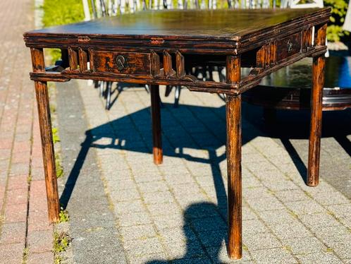 Table de mah-jong ancienne en bois – Chine, époque Qing, Antiek en Kunst, Antiek | Meubels | Tafels, Ophalen