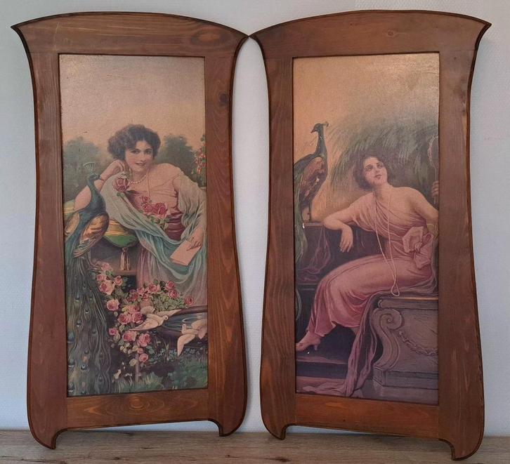 Grote lijsten, panelen, Art Nouveau dames, 1900, Antiek en Kunst, Kunst | Schilderijen | Klassiek, Ophalen