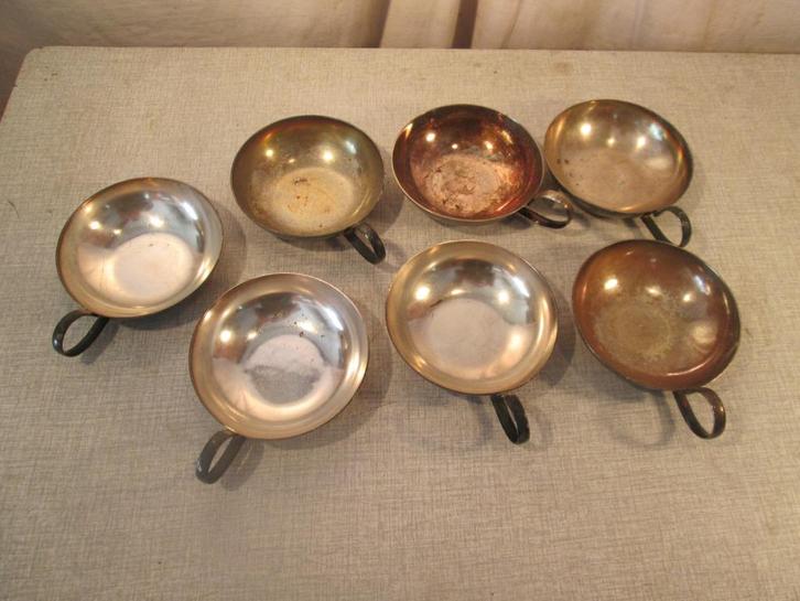 7 Oude Alpacca Silver ijscoupes - D.F. Switzerland, Antiek en Kunst, Antiek | Zilver en Goud, Zilver, Ophalen of Verzenden