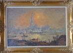 JAN BEAUFORT / STAD AAN DE RIVIER / OLIEVERF DOEK / 82x112cm, Antiek en Kunst, Ophalen