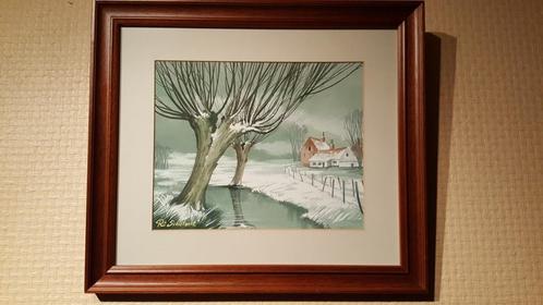Rik Schietaert (Waregem), Sneeuwlandschap, 35x40cm, Antiek en Kunst, Kunst | Schilderijen | Klassiek, Ophalen of Verzenden