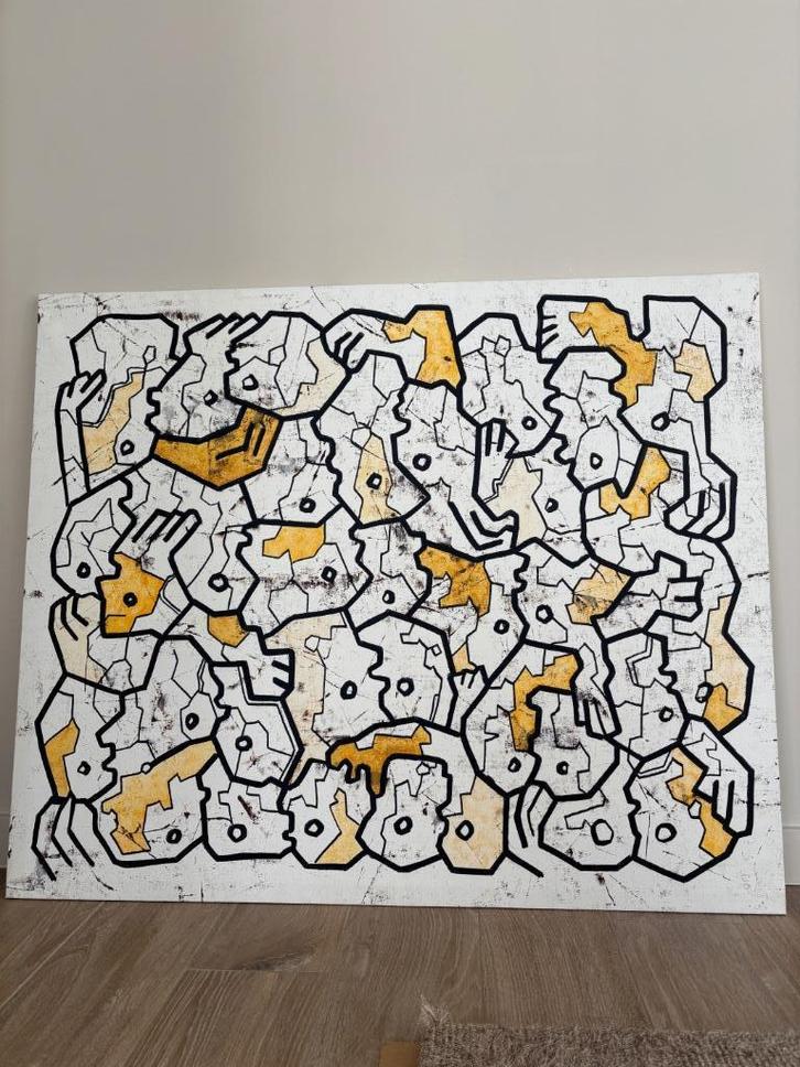 Schilderij Stef Houbrecht, Antiek en Kunst, Kunst | Schilderijen | Abstract, Ophalen