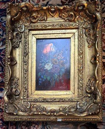 prachtige bloemen boeket schilderij op paneel in mooie lijst, Antiek en Kunst, Kunst | Schilderijen | Klassiek, Ophalen