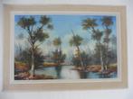 Mooi ingelijst en gesigneerd schilderij, landschap, vintage, Ophalen