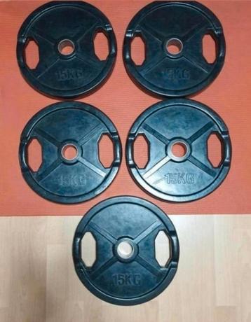 165kg Rubberen Olympische Grip Halterschijven + Bumper Plate, Sport en Fitness, Ophalen, Gebruikt, Benen, Dumbbell