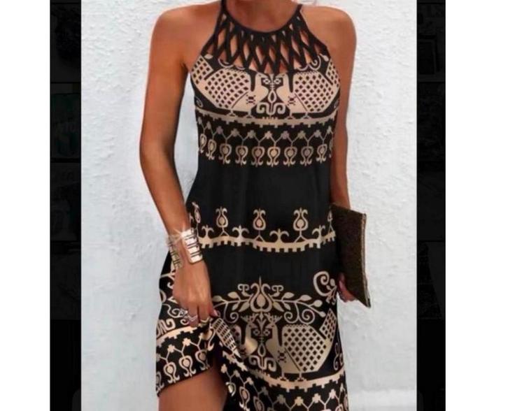 Robe sexy femmes à col rond vintage sans manches w motif L, Vêtements | Femmes, Robes, Neuf, Taille 42/44 (L), Noir, Longueur genou