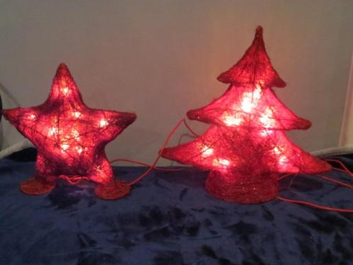 Rode ster en Kerstboom met lampjes - Kerstdecoratie - licht, Diversen, Kerst, Gebruikt, Ophalen of Verzenden