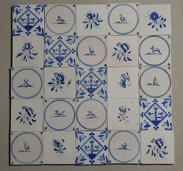 Oude tegeltjes Delfter tegels etc., Antiek en Kunst, Antiek | Wandborden en Tegels, Ophalen