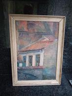 schilderij oil on canvas houses in ghent, Ophalen