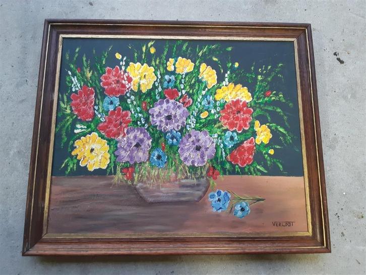 Schilderij Verlodt bloemen, Antiek en Kunst, Kunst | Schilderijen | Klassiek, Ophalen of Verzenden