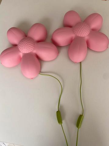 Bloemenlamp roze met groen 2 stuks, Huis en Inrichting, Ophalen, Zo goed als nieuw