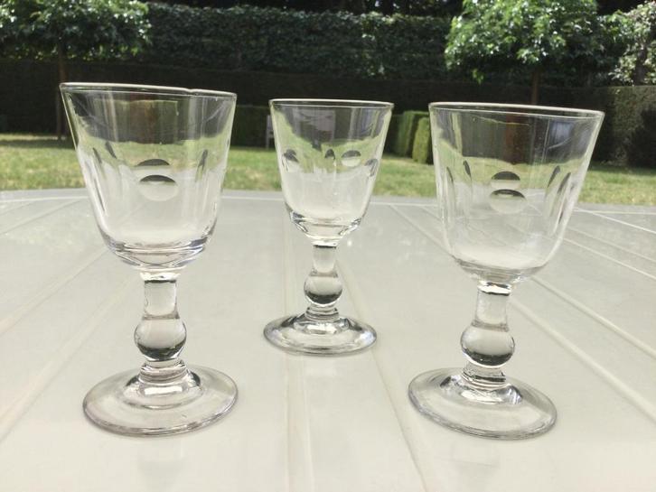 Set van 3 19de eeuwse Likeurglazen. 3€/set, Antiek en Kunst, Antiek | Glaswerk en Kristal, Ophalen
