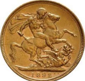 1892 sovereign gouden munt. Queen victoria  beschikbaar voor biedingen