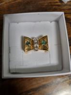 9k goud ring net smaragdenen diamanten, Antiek en Kunst, Antiek | Zilver en Goud, Ophalen of Verzenden, Goud