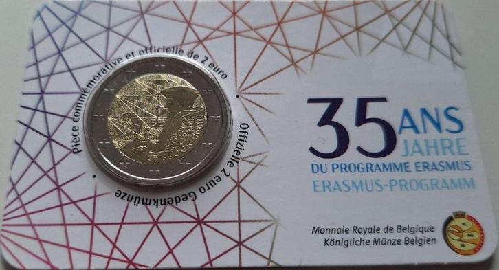 België coincard 2022 - 35 jaar Erasmus Programma - Fr., Postzegels en Munten, Munten | Europa | Euromunten, Setje, 2 euro, België