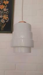 Vintage Art deco glazen hanglamp / lamp met stoffen snoer, Maison & Meubles, Comme neuf, Enlèvement ou Envoi