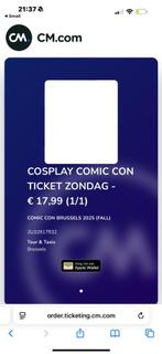 Comic Con Brussel 2025 Zondag Ticket 1x, Hobby en Vrije tijd, Overige Hobby en Vrije tijd, Ophalen of Verzenden, Nieuw