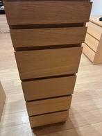 IKEA Malm commode 6 tiroirs chêne blanchi avec miroir, Maison & Meubles, Enlèvement, Utilisé, Chêne