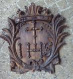 Médaillon JHS en chêne jésuite et antique, Antiquités & Art, Art | Sculptures & Bois, Enlèvement ou Envoi