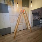 Dubbele Ladder 2,35m 2X8 Sporten Hout, Ophalen, Gebruikt, Ladder, 2 tot 4 meter