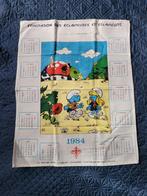 ancien calendrier torchon schtroumpf  vintage 1984 N2, Utilisé, Enlèvement ou Envoi, Calendrier annuel