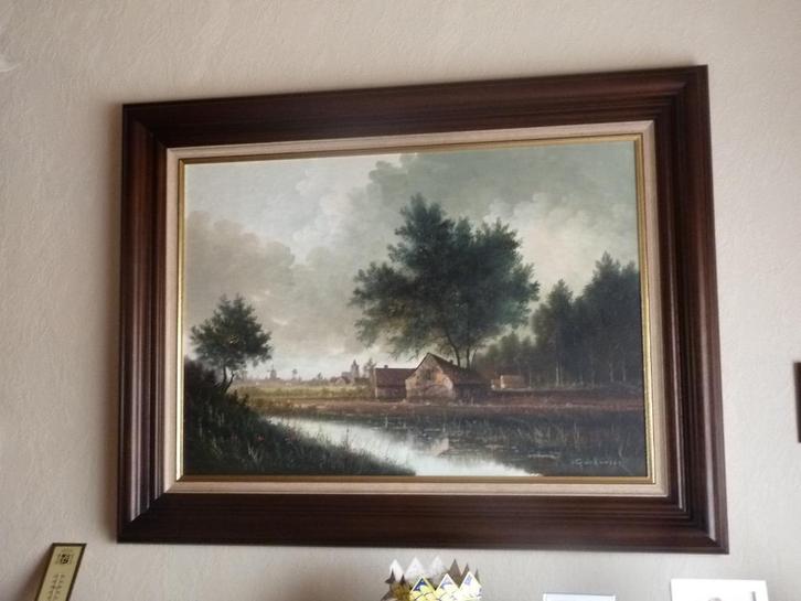 Antieke Rustieke landschap schilderij, Antiek en Kunst, Kunst | Schilderijen | Klassiek, Ophalen