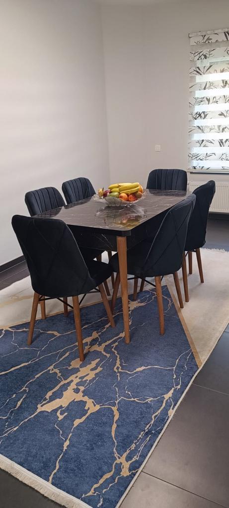 Actie!! Nieuw verlengbare eettafel met 6 stoelen kost 299 eu, Huis en Inrichting, Complete eetkamers, Ophalen