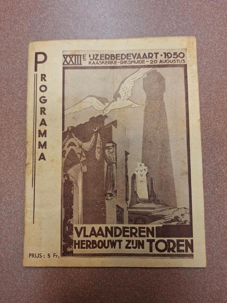 Programme pèlerinage de Dixmude 1950 Brie Atlas, Collections, Marques & Objets publicitaires, Utilisé, Ustensile, Enlèvement ou Envoi