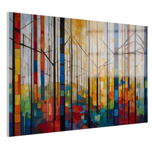 Schokgolven door een kleurrijk bos Glasschilderij 105x70cm +, Huis en Inrichting, Woonaccessoires | Schilderijen, Tekeningen en Foto's