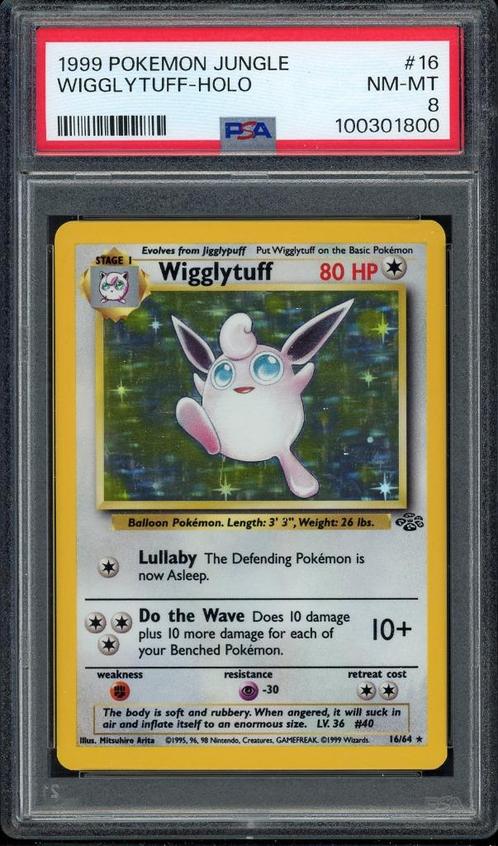 Wigglytuff Holo PSA 8 - 16/64 - Jungle 1999, Hobby en Vrije tijd, Verzamelkaartspellen | Pokémon, Zo goed als nieuw, Losse kaart
