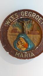 Oude schaal. Wees gegroet maria met kruising en kerk, Antiek en Kunst, Antiek | Religieuze voorwerpen, Ophalen