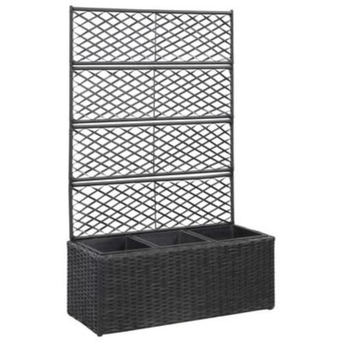 vidaXL Latwerkplantenbak verhoogd met potten 83x30x130 cm ra, Tuin en Terras, Bloembakken en Plantenbakken, Nieuw, Kunststof, Balkon