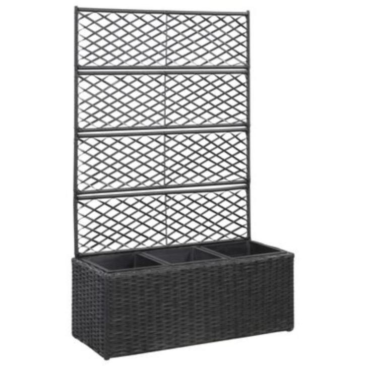 vidaXL Latwerkplantenbak verhoogd met potten 83x30x130 cm ra, Tuin en Terras, Bloembakken en Plantenbakken, Nieuw, Kunststof, Balkon