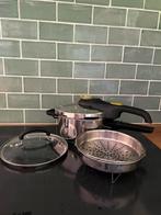 Snelkookpan + gratis Stoommandje, Huis en Inrichting, Inductieplaat, Aluminium, Zo goed als nieuw, Ophalen