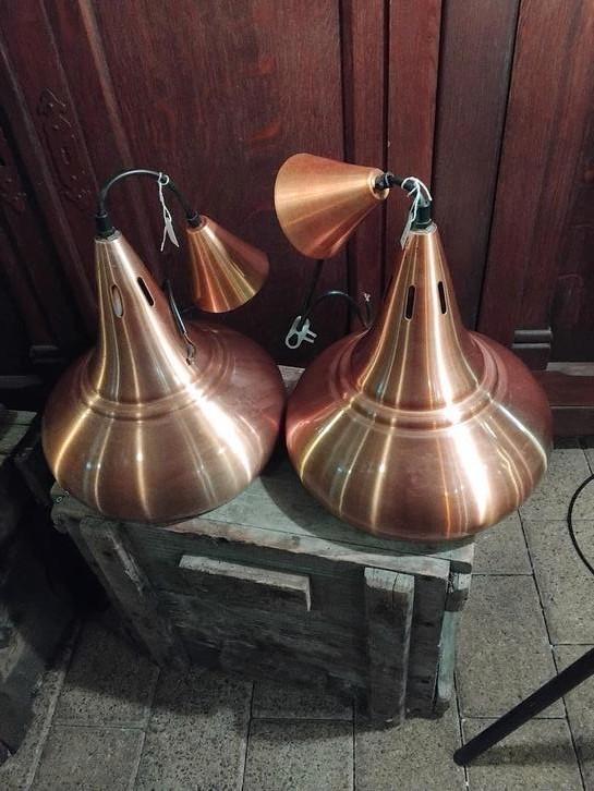 2 koperkleurige biljartlampen, Sport en Fitness, Biljarten en Poolen, Gebruikt, Ophalen of Verzenden