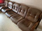 Oude lederen salon, Huis en Inrichting, Ophalen, Gebruikt, Leer
