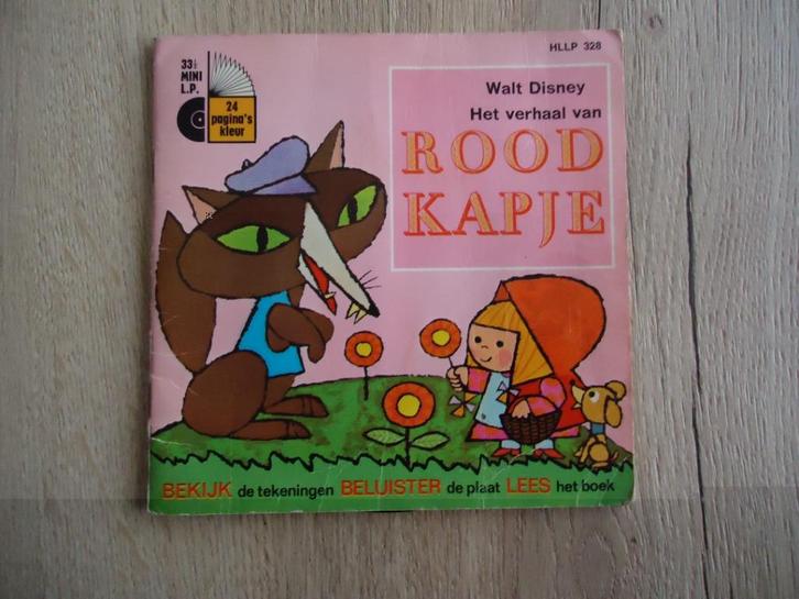 Part 130 - Mini LP "Walt Disney" Het verhaal van Roodkapj, Cd's en Dvd's, Vinyl | Kinderen en Jeugd, Gebruikt, Verhaal of Sprookje