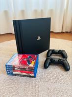 PS4 PRO + 2 controllers + 5 games, Games en Spelcomputers, Spelcomputers | Sony PlayStation 4, Ophalen, Zo goed als nieuw, Pro