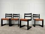 Lot de 4 chaises cantilever par Casala restaurées, Comme neuf, Quatre, Noir, Vintage, design