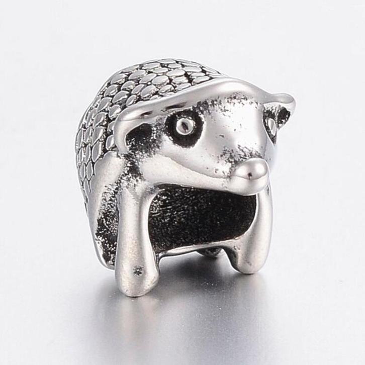 RVS bedel Egeltje voor groot-gat-bedelarmbanden, Handtassen en Accessoires, Bedels, Nieuw, Overige merken, Overige materialen