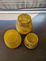 3 vazen geel 11,13 en 15 cm J Line, Jaune, Enlèvement, Neuf, Verre