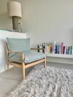 Houten fauteuil met linnen kussens, Huis en Inrichting, Ophalen, Minder dan 75 cm, Nieuw, 50 tot 75 cm