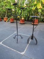 bougeoir en fer forgé métal peint noir trois bras, Enlèvement ou Envoi