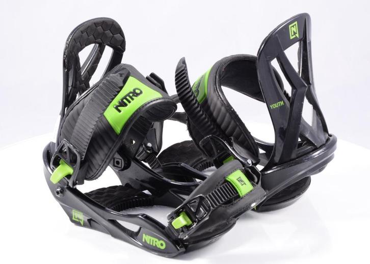XS snowboard bindingen NITRO YOUTH, black/green, Sport en Fitness, Snowboarden, Gebruikt, Bindingen, Verzenden